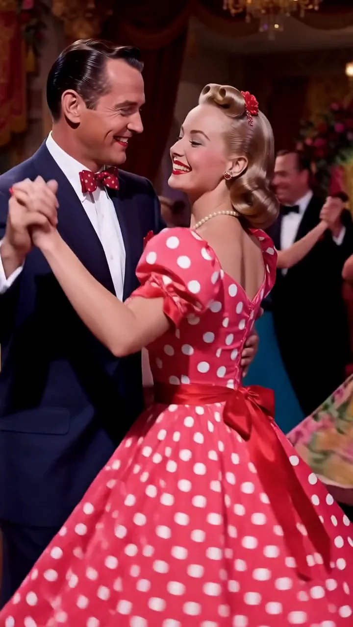 Pareja bailando en un musical clásico estilo Technicolor